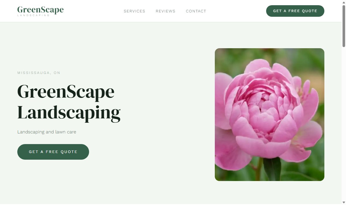 GreenScape Landscaping website — landscaping company homepage